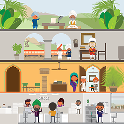 A group of people in a room.